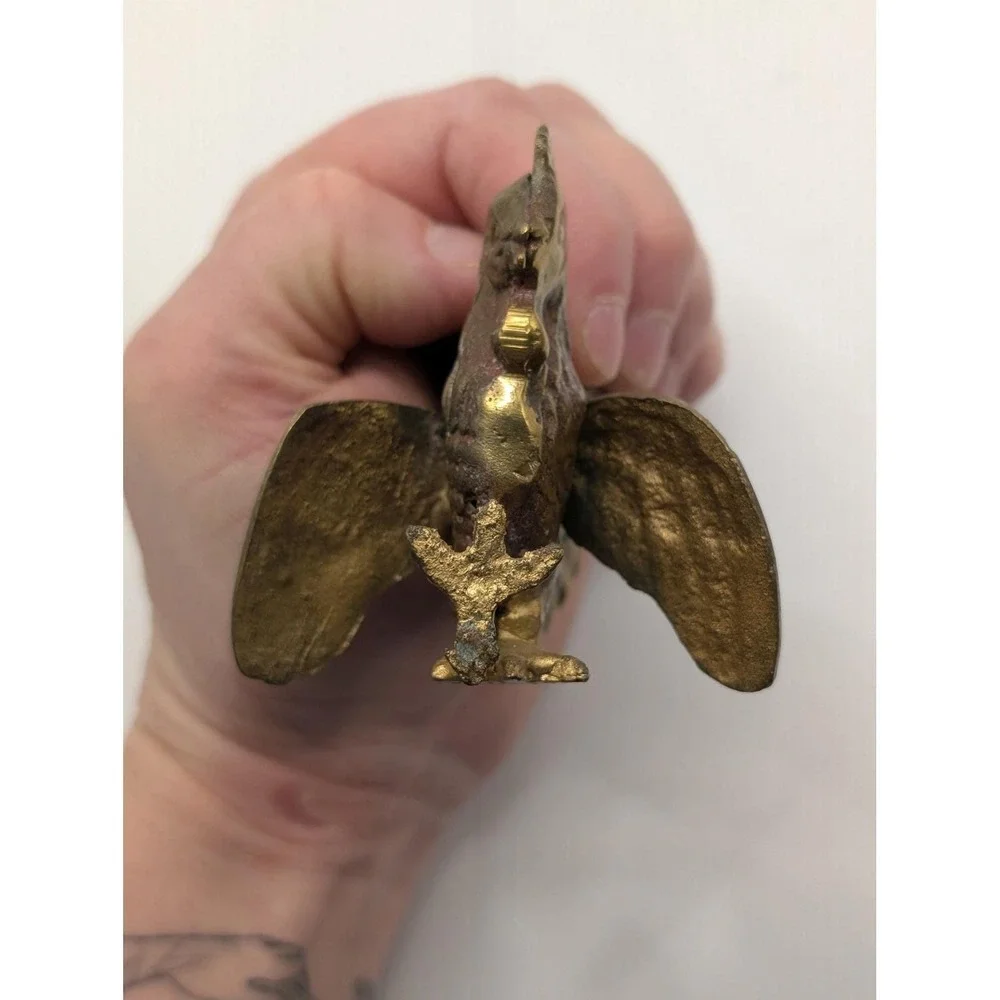 Vintage‎ Brass Rooster Figurine Miniature Fighting Farmhouse Decor 3 Inch